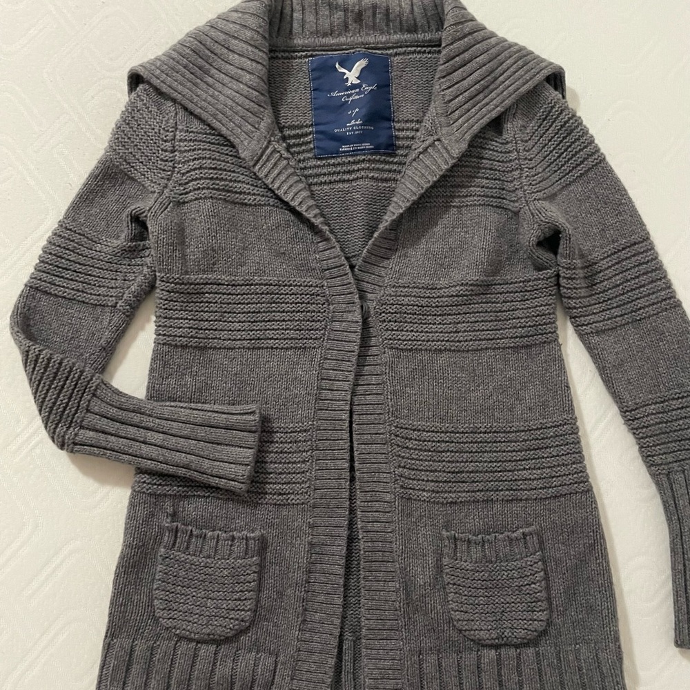 Gray American Eagle Outfitters Knit Cardigan